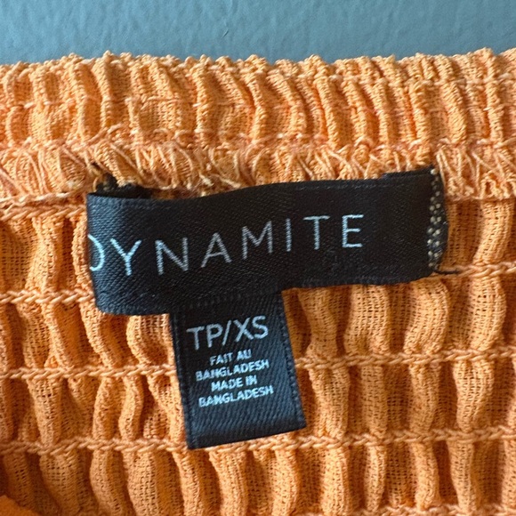 Dynamite, size xs, Orange Smocked Peplum cropped summer Top - Picture 3 of 5